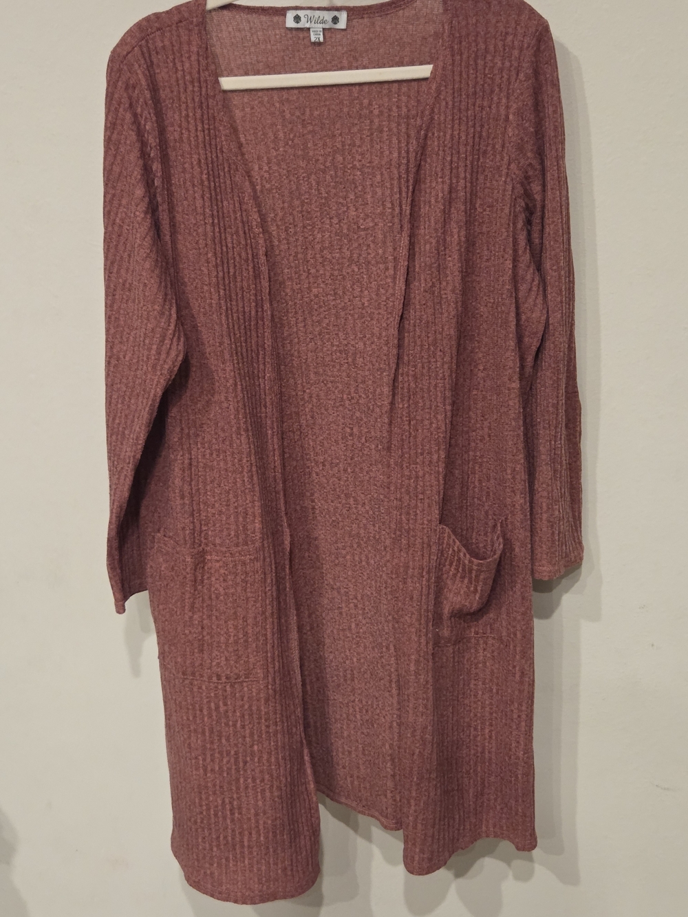 Open-Front Long Cardigan Sweater - Rosewood